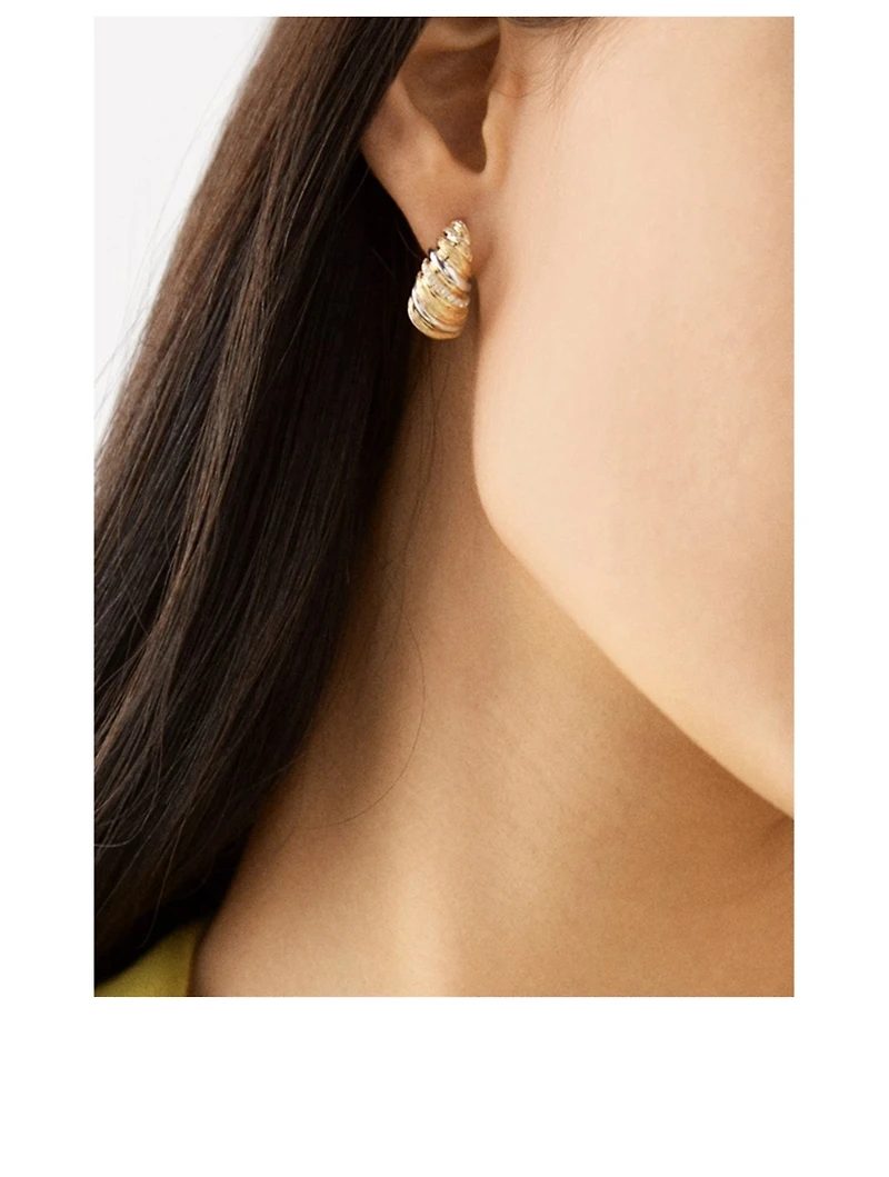 Gaufrette 9K Gold Hoop Earrings