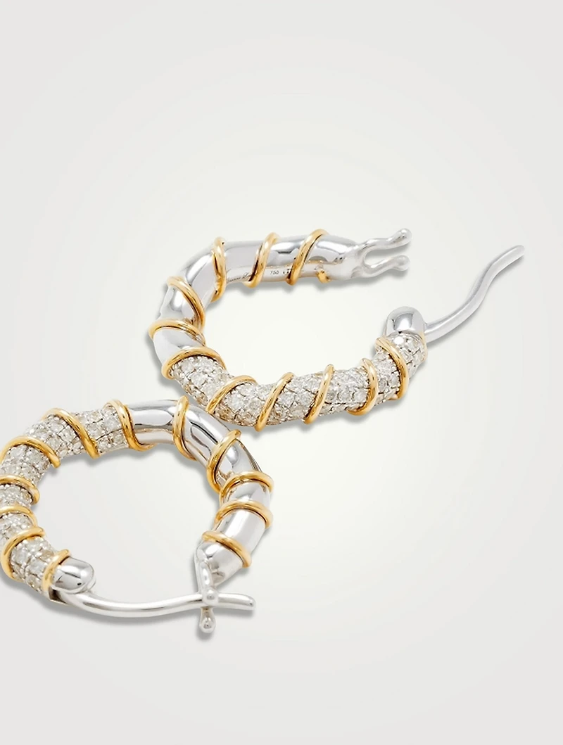 Twistees 18K Gold Hoop Earrings With Diamonds