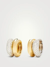 Mini Bouees 9K Gold Hoop Earrings With Diamonds