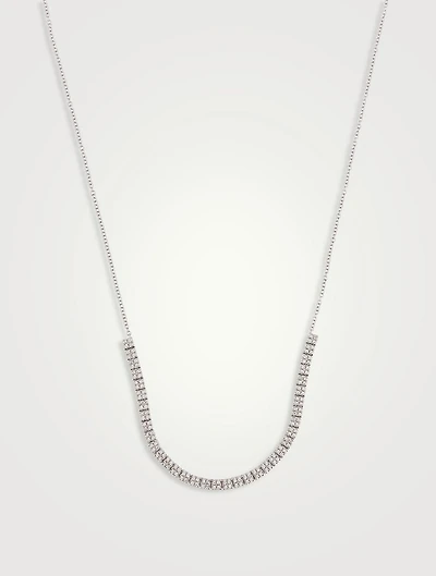 14K White Gold Diamond Double Row Segment Necklace