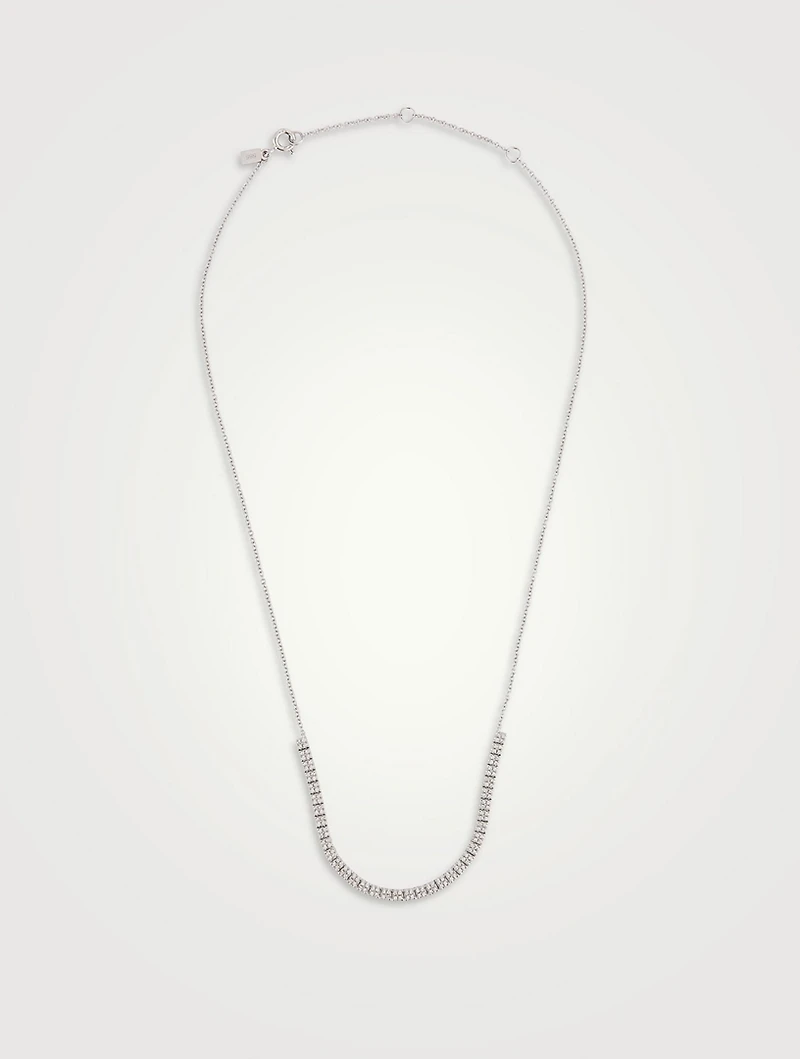 14K White Gold Diamond Double Row Segment Necklace