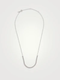 14K White Gold Diamond Double Row Segment Necklace
