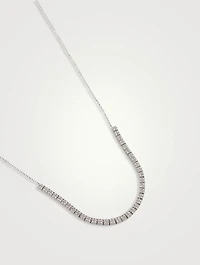 14K White Gold Diamond Double Row Segment Necklace