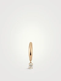 14K Gold Diamond Oval Drop Dome Huggie Earring