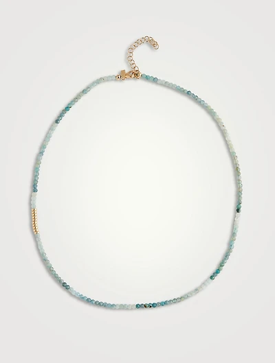 14K Gold Ombré Tourmaline Birthstone Beaded Necklace