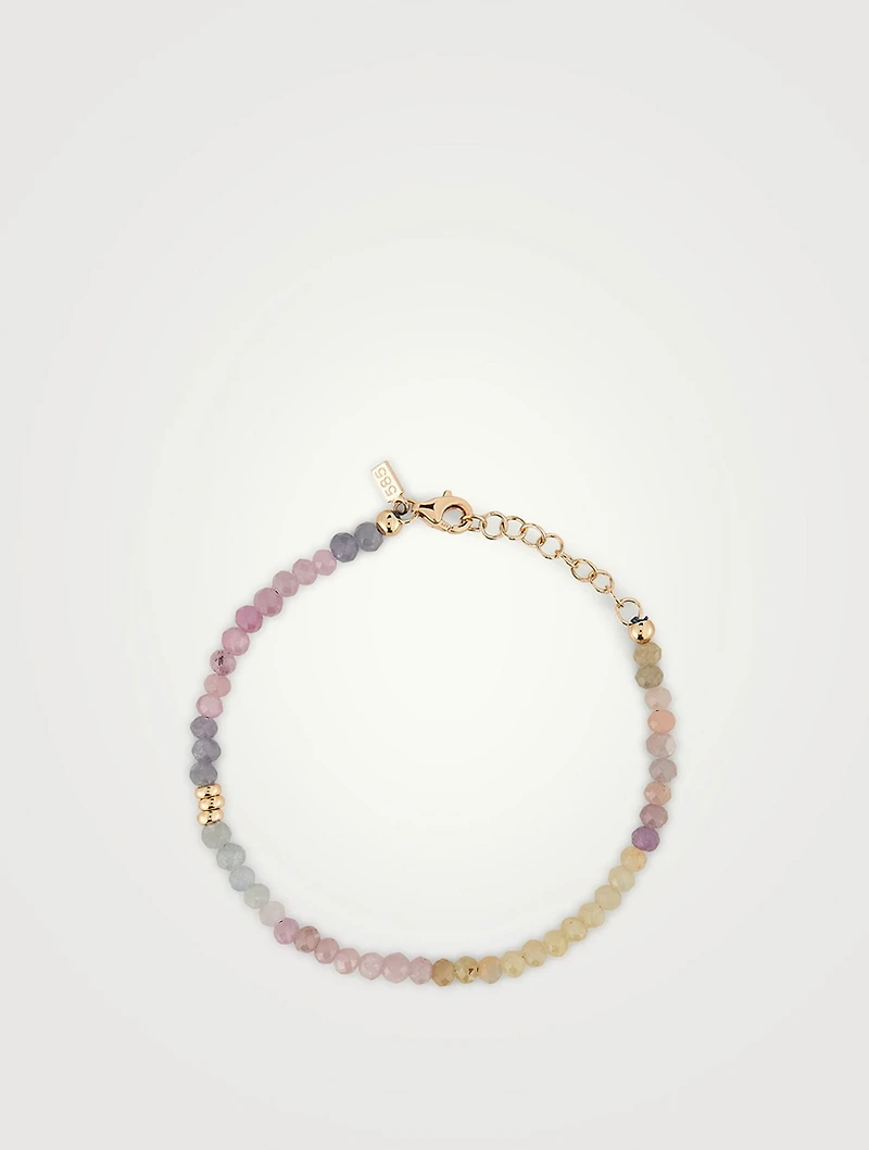 14K Gold Ombré Sapphire Birthstone Beaded Bracelet