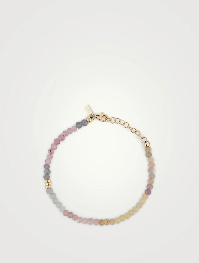 14K Gold Ombré Sapphire Birthstone Beaded Bracelet