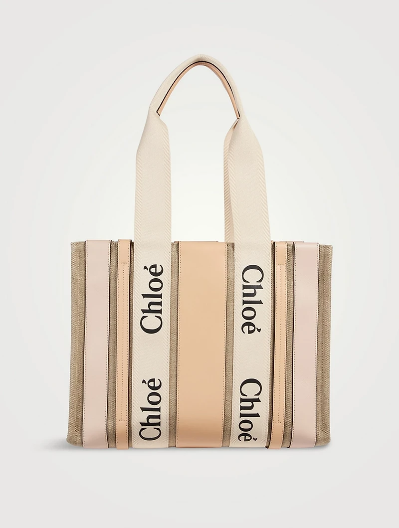 Medium Woody Linen Tote Bag