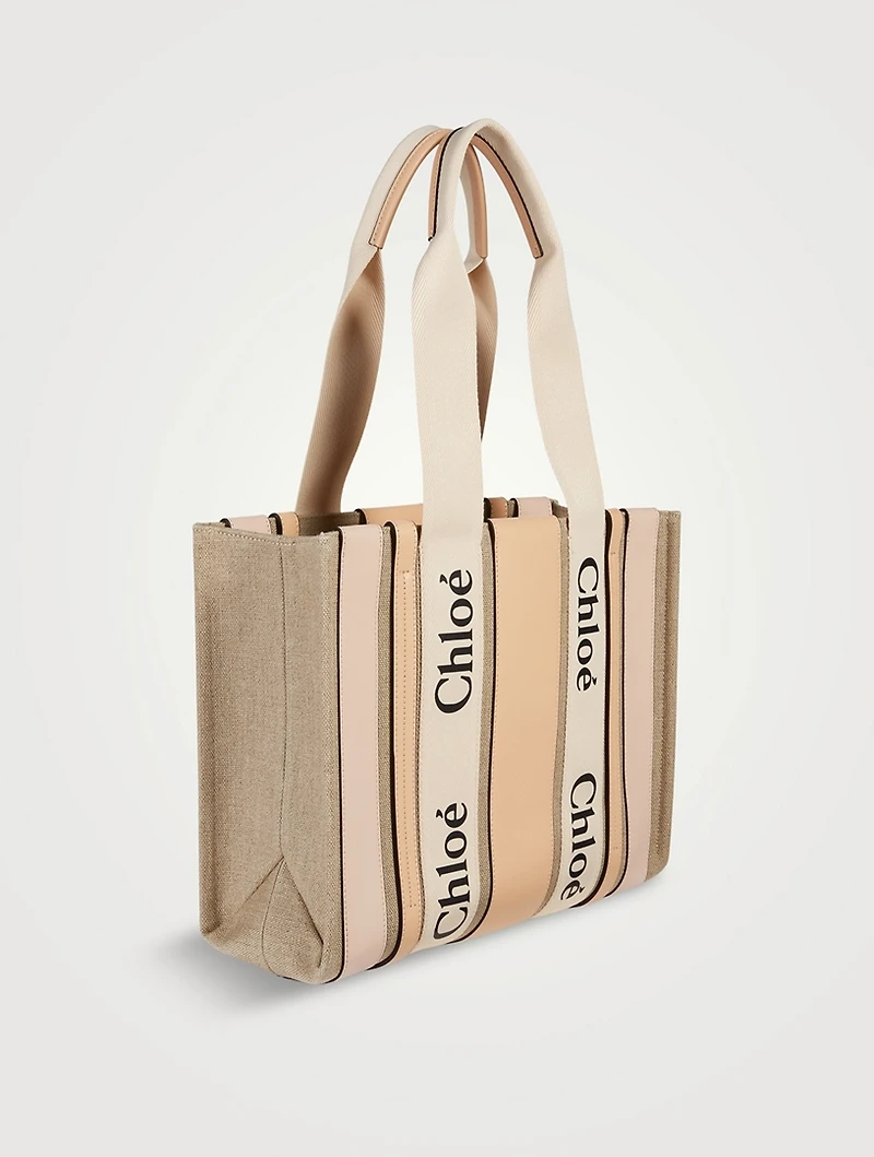 Medium Woody Linen Tote Bag