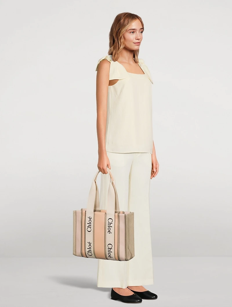 Medium Woody Linen Tote Bag