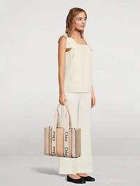 Medium Woody Linen Tote Bag