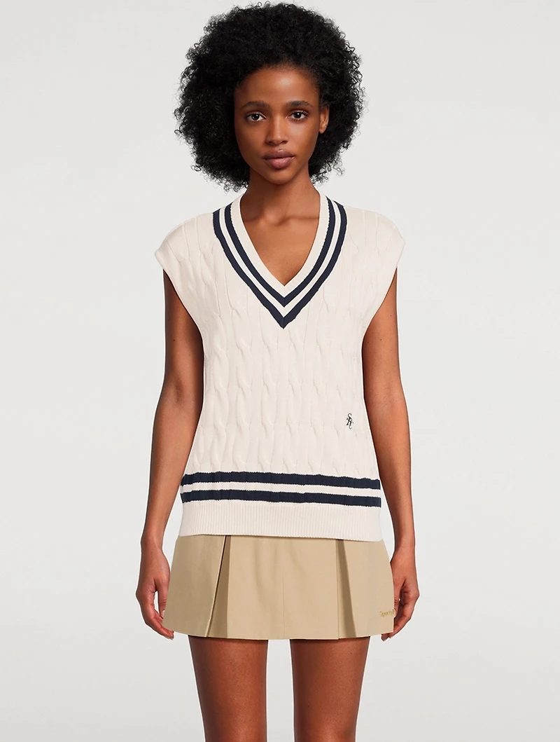 Sporty & Rich x Prince Cable-Knit Sweater Vest