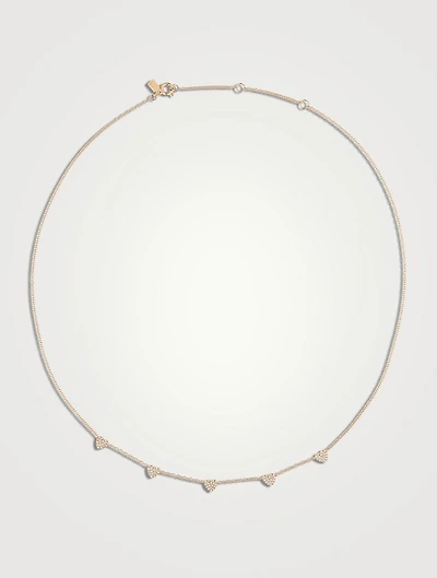Mini 14K Gold Five-Diamond Heart Necklace