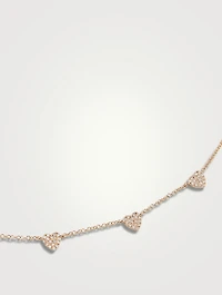 Mini 14K Gold Five-Diamond Heart Necklace