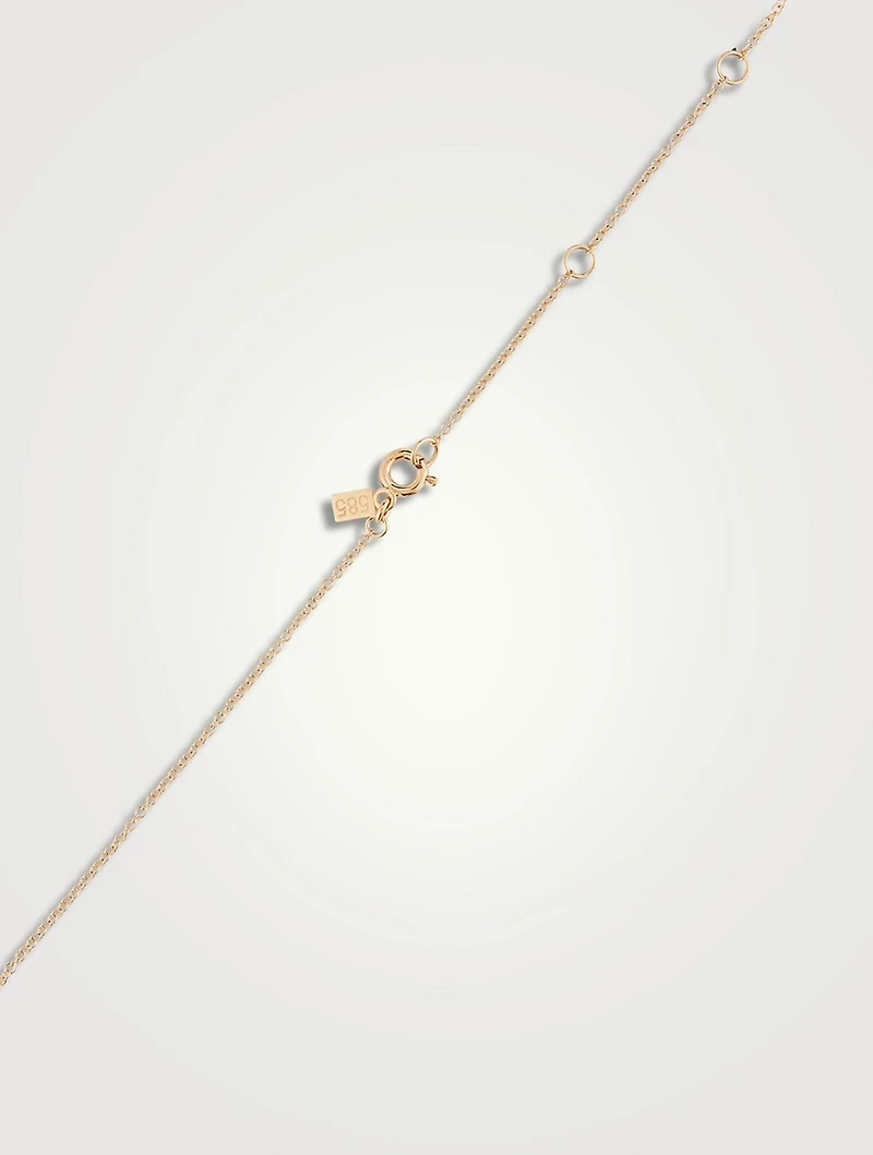 Mini 14K Gold Five-Diamond Heart Necklace