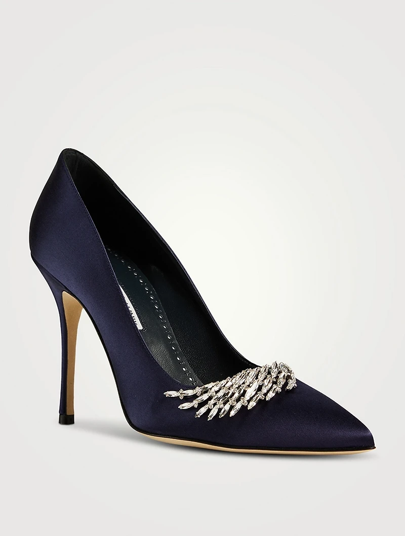 Pluma Crystal Satin Pumps