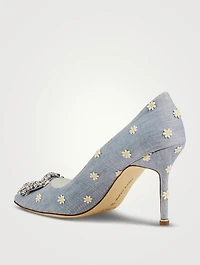 Hangisi 90 Daisy-Embroidered Chambray Pumps