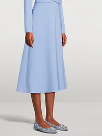 Hangisi Daisy-Embroidered Chambray Ballet Flats
