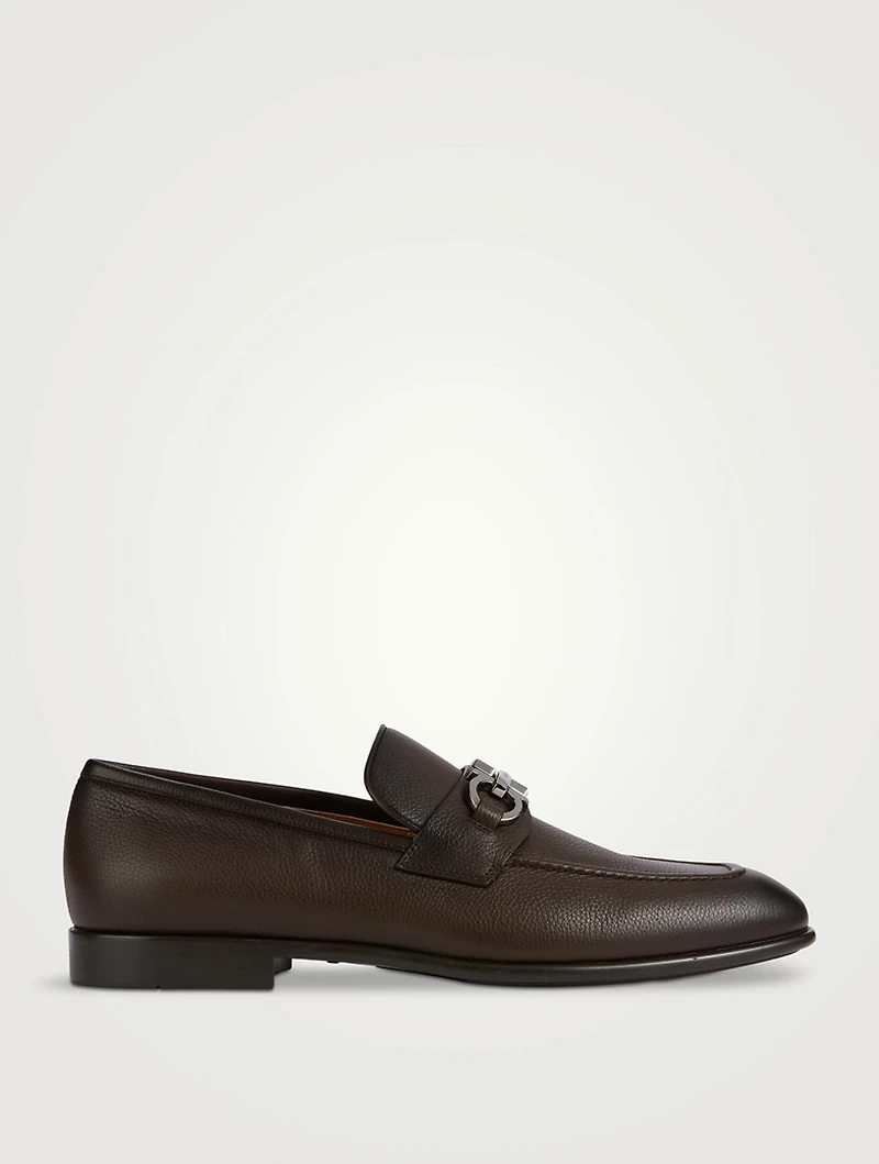 Leather Loafers With Gancini Ornament