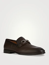 Leather Loafers With Gancini Ornament