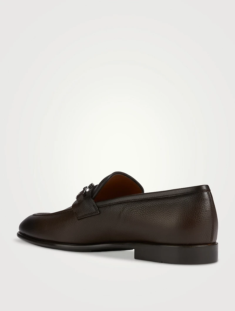 Leather Loafers With Gancini Ornament