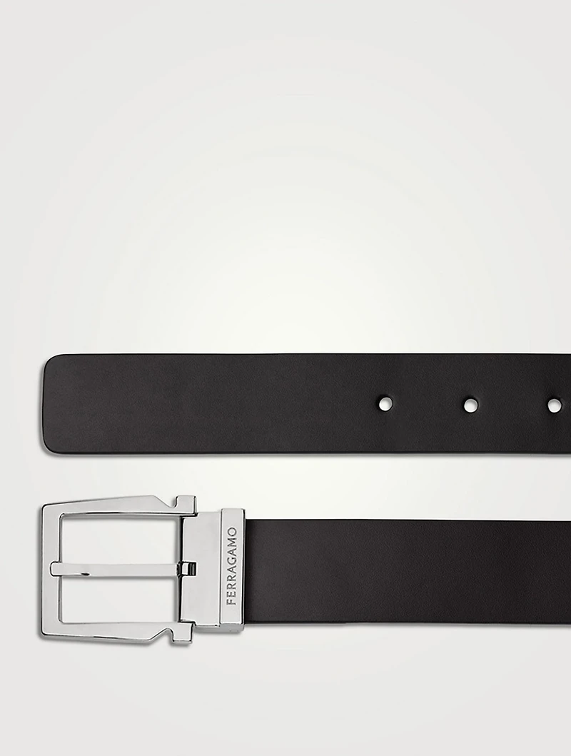 Gancini Leather Reversible Belt