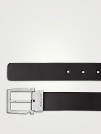 Gancini Leather Reversible Belt
