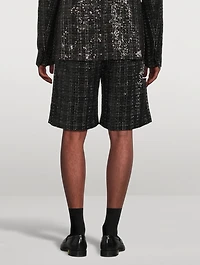 Sequin Boucle Tweed Skater Shorts