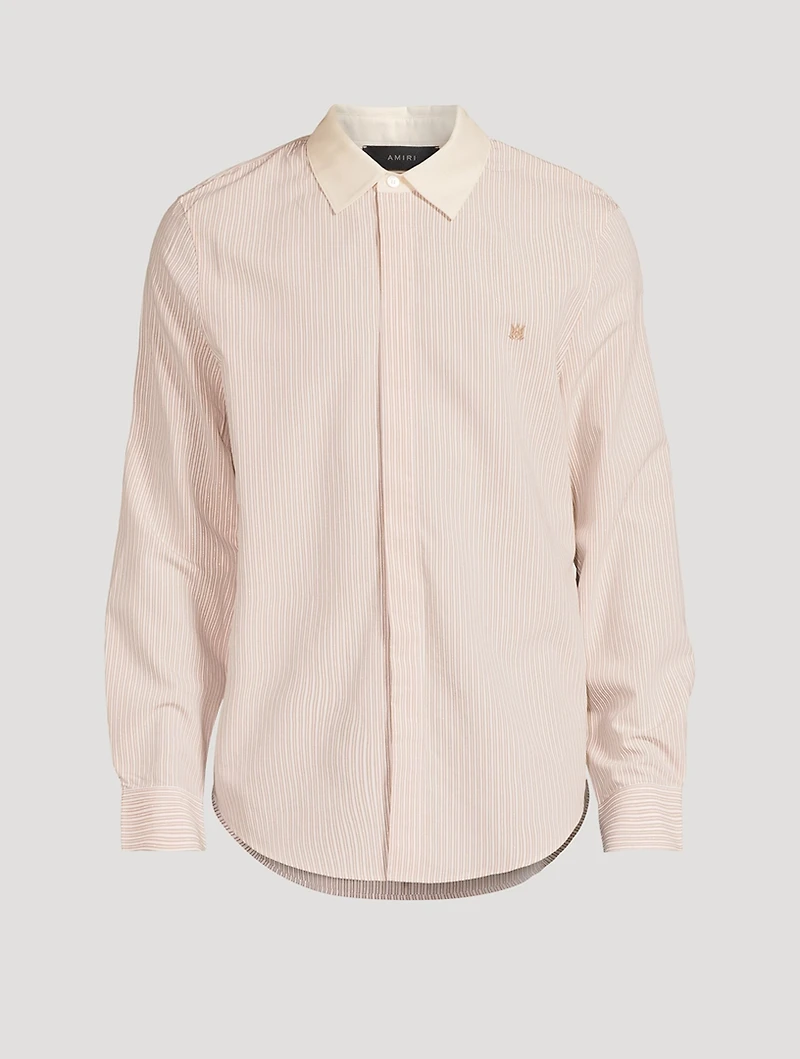 Silk-Blend Shirt Crowded Striped Print