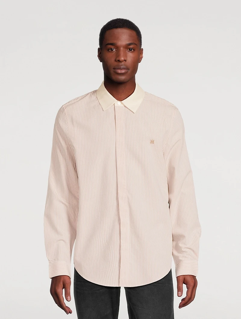 Silk-Blend Shirt Crowded Striped Print