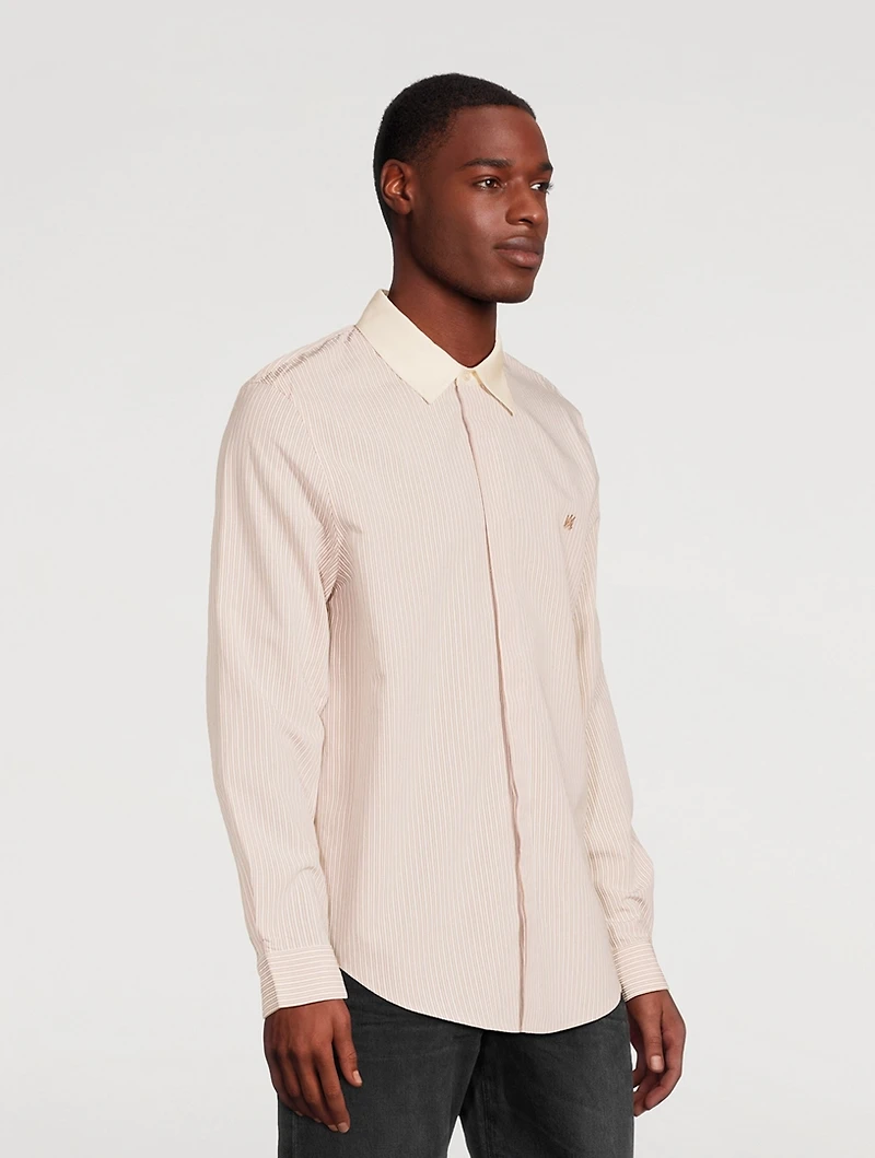 Silk-Blend Shirt Crowded Striped Print