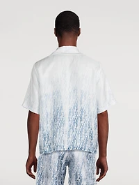 Silk Bowling Shirt Gradient Logo Print