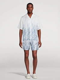 Silk Bowling Shirt Gradient Logo Print
