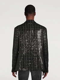 Sequin Boucle Double-Breasted Blazer