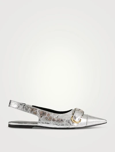 Voyou Metallic Leather Slingback Flats