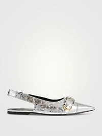 Voyou Metallic Leather Slingback Flats