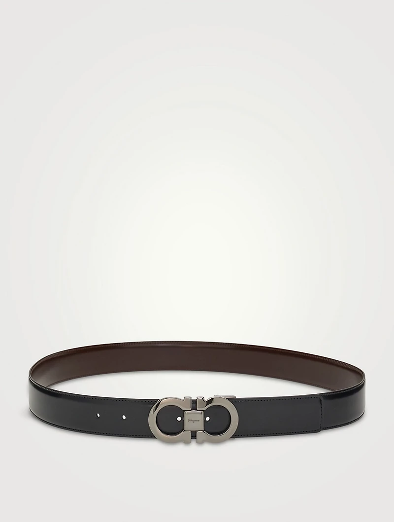 Gancini Leather Reversible Belt