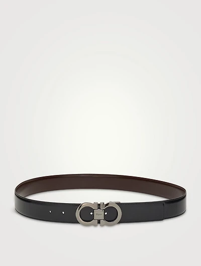 Gancini Leather Reversible Belt