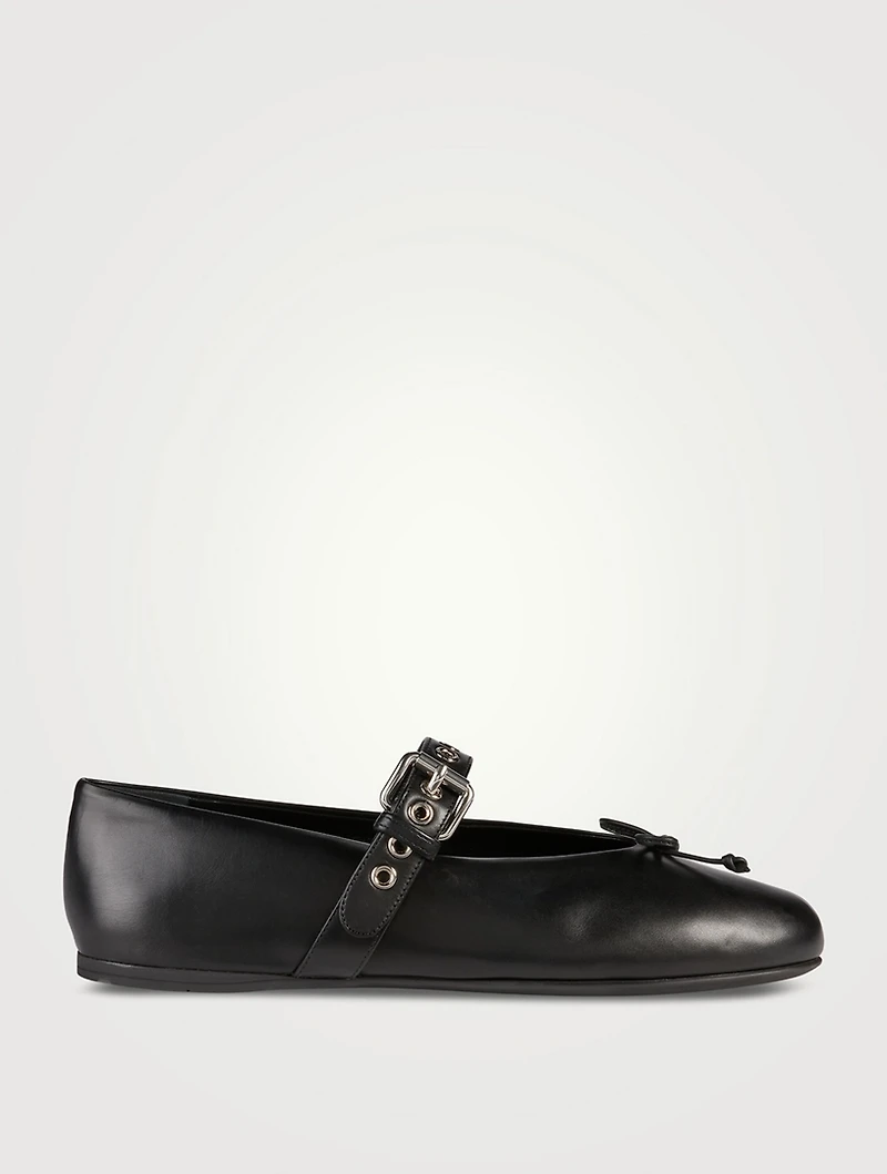 Leather Mary Jane Ballerina Flats