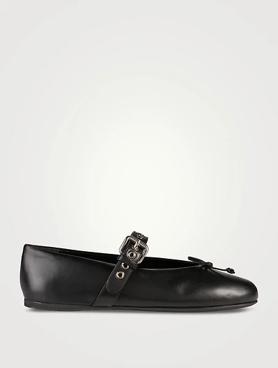Leather Mary Jane Ballerina Flats