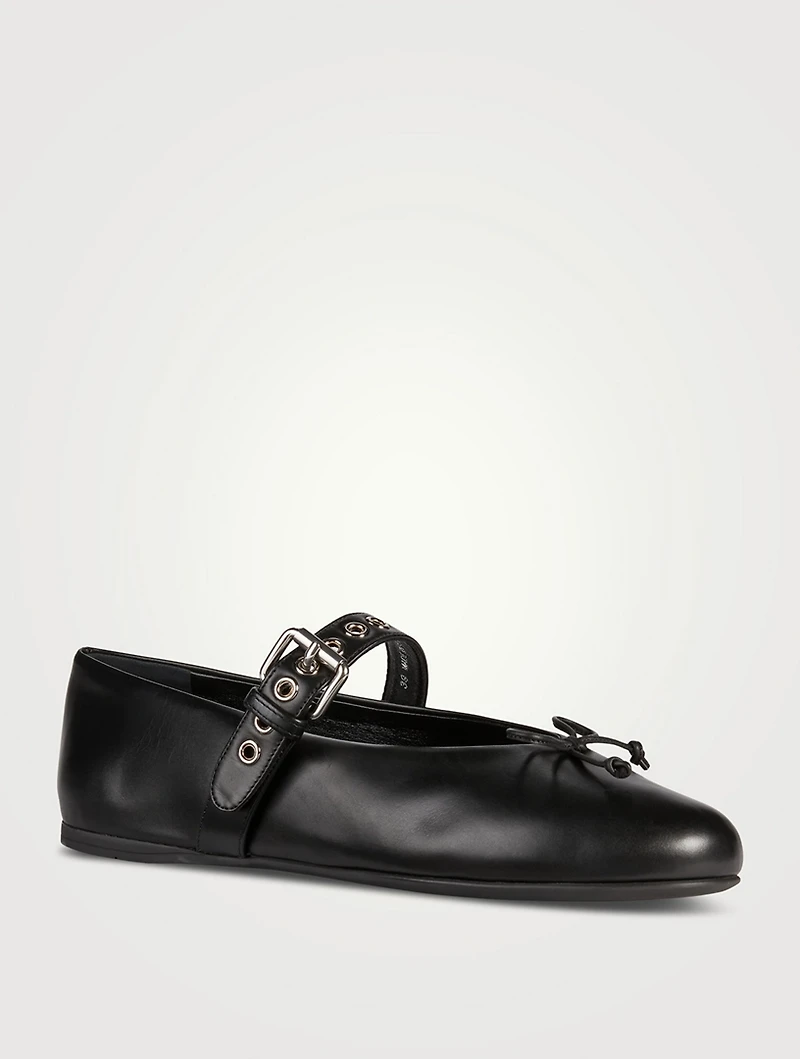 Leather Mary Jane Ballerina Flats
