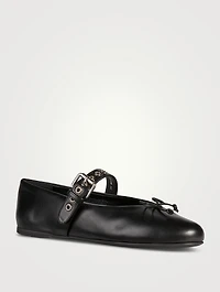 Leather Mary Jane Ballerina Flats