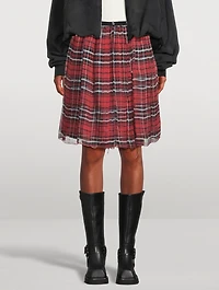 Silk Double-Layer Kilt Skirt Plaid Print