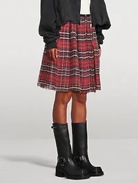 Silk Double-Layer Kilt Skirt Plaid Print
