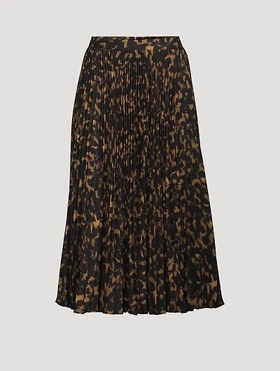 Pleated Midi Skirt Tortoise Print