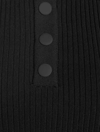 Ribbed Crepe Knit Polo Shirt