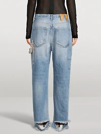 Lisa Crystal-Embellished Wide-Leg Carpenter Jeans