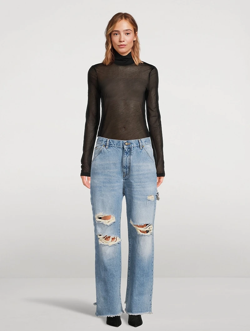 Lisa Crystal-Embellished Wide-Leg Carpenter Jeans