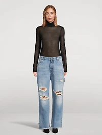 Lisa Crystal-Embellished Wide-Leg Carpenter Jeans