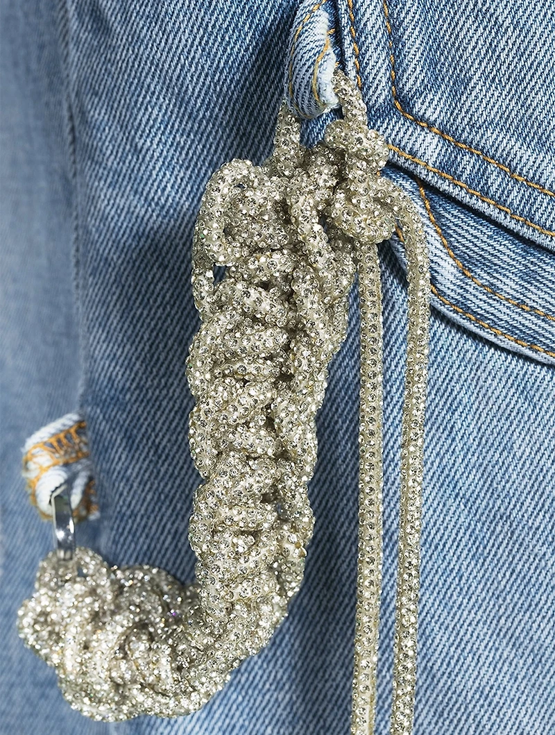 Lisa Crystal-Embellished Wide-Leg Carpenter Jeans